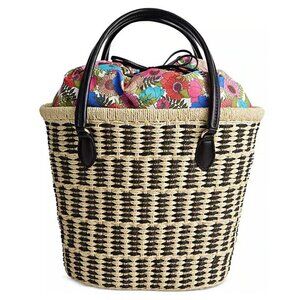 On 34th Isabellaa Women's Straw Medium Drawstring Tote Botanical (MSRP $130)